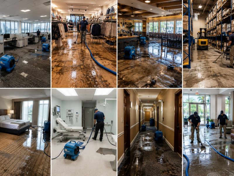 Water damage restoration in commercial spaces