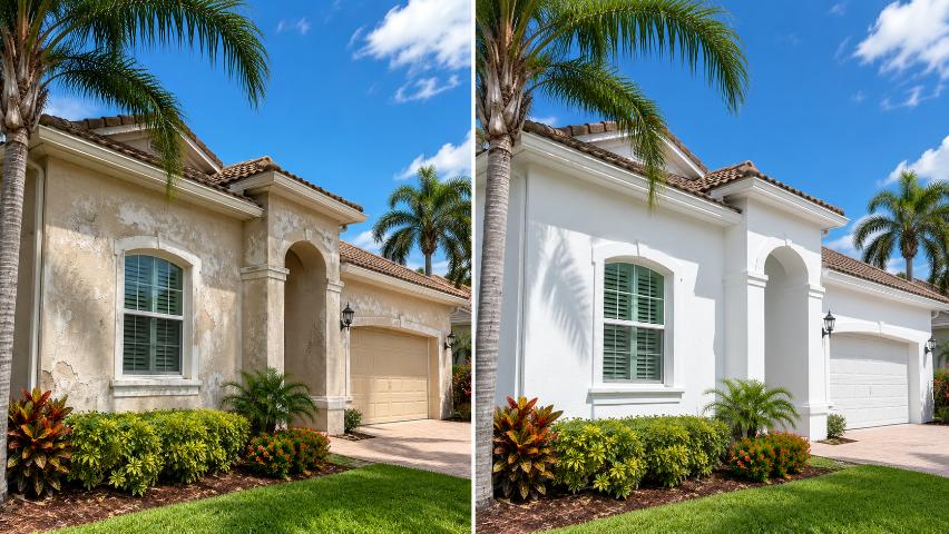 exterior paint lifespan comparison Florida before after