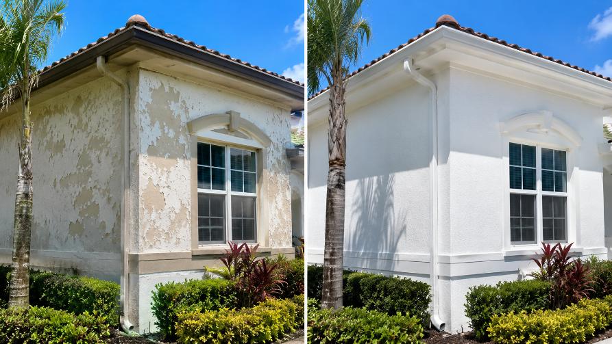 Before and after exterior painting Orlando home