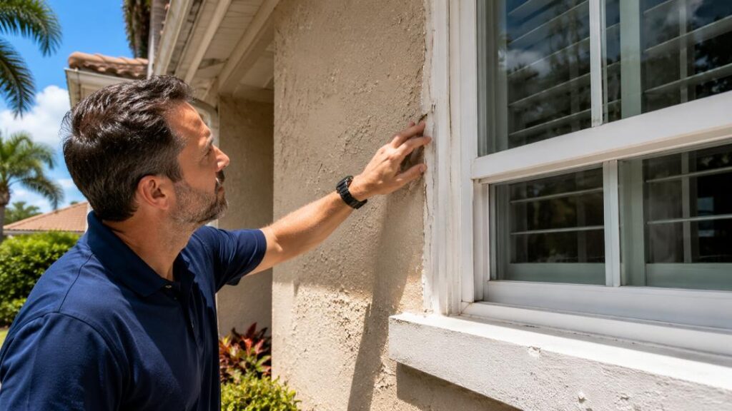 inspecting exterior paint caulking Orlando home