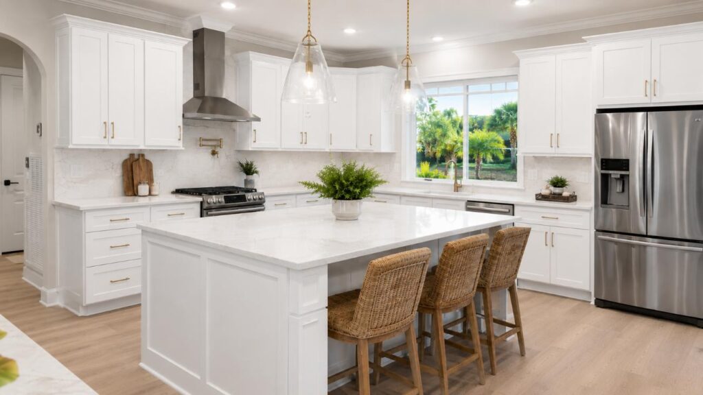 professionally painted white kitchen cabinets Orlando FL