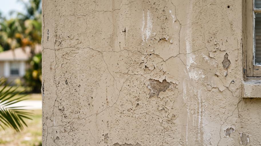 stucco wall hairline cracks Florida home before painting