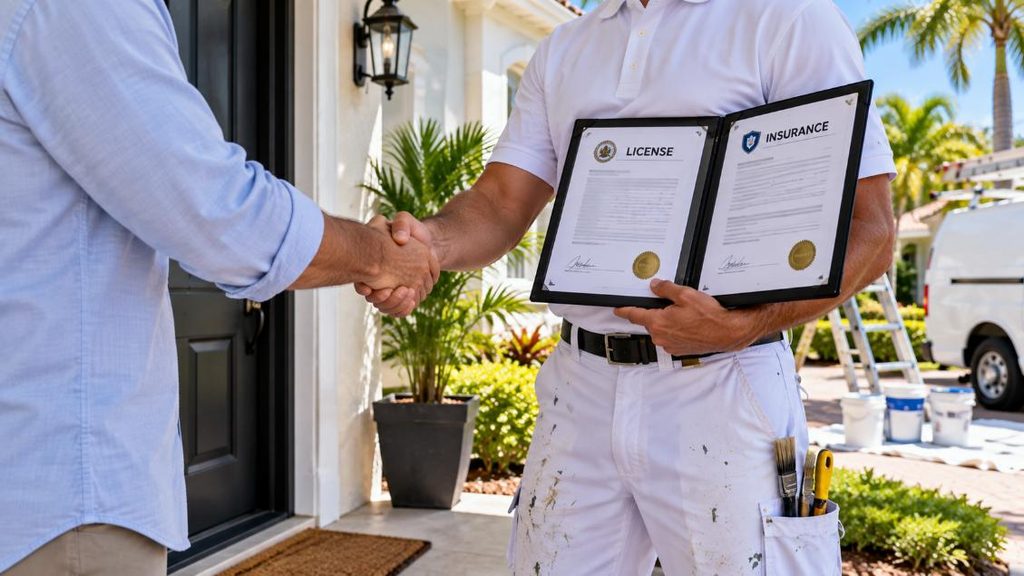 exterior painting contractor showing license insurance Orlando homeowner