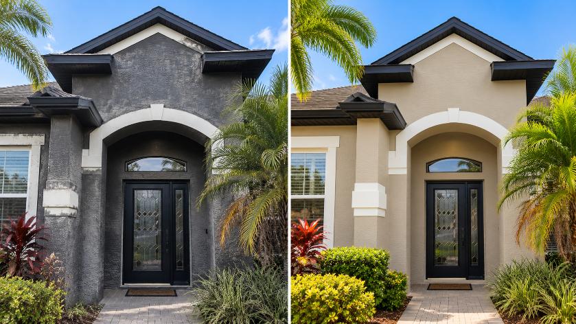 faded exterior paint vs well maintained Orlando Florida home