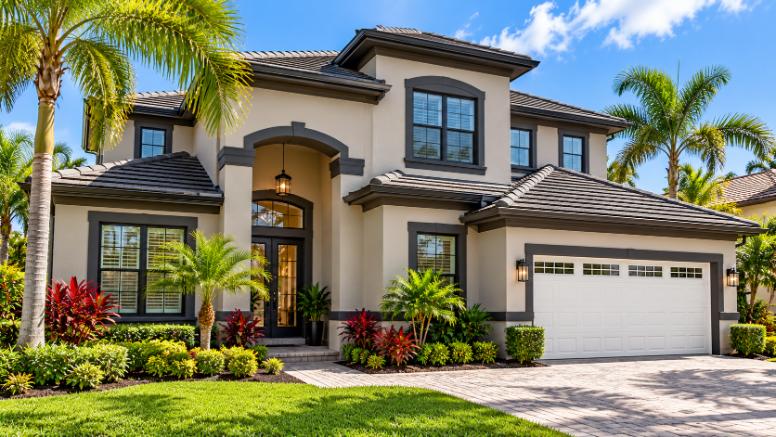 dark trim contrast exterior paint Orlando Florida home